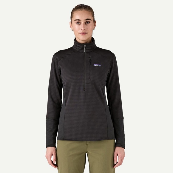 Patagonia Women’s R1 Pullover Black Grid Fleece Quarter Zip M Outdoor Polartech - Picture 1 of 6